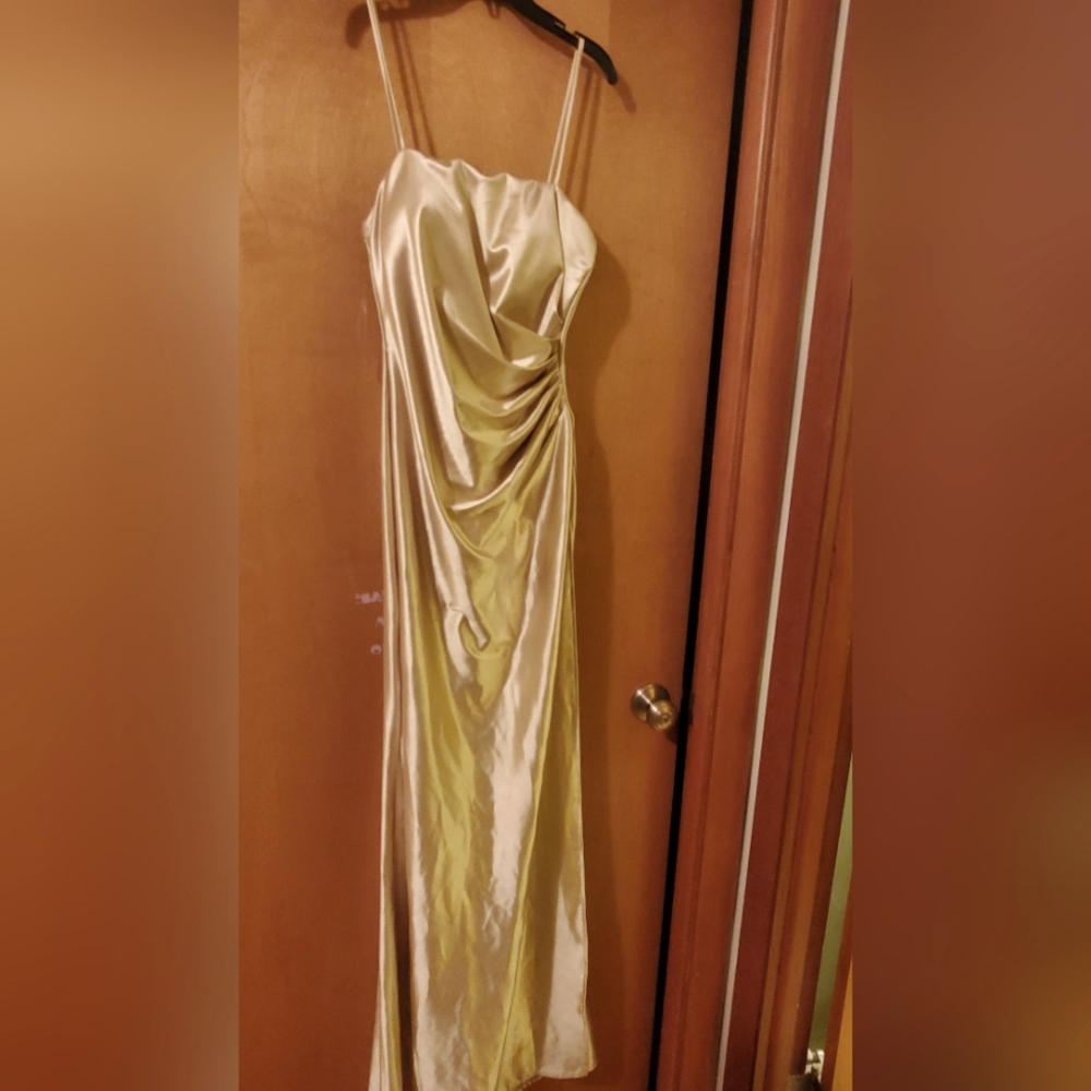 Satin light gold homecoming dress